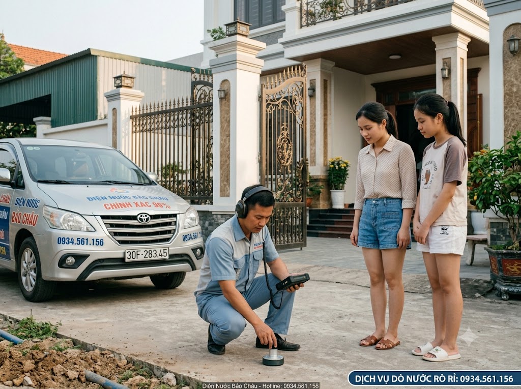 Sửa ống nước bục vỡ ngầm ở xã Bình Giang