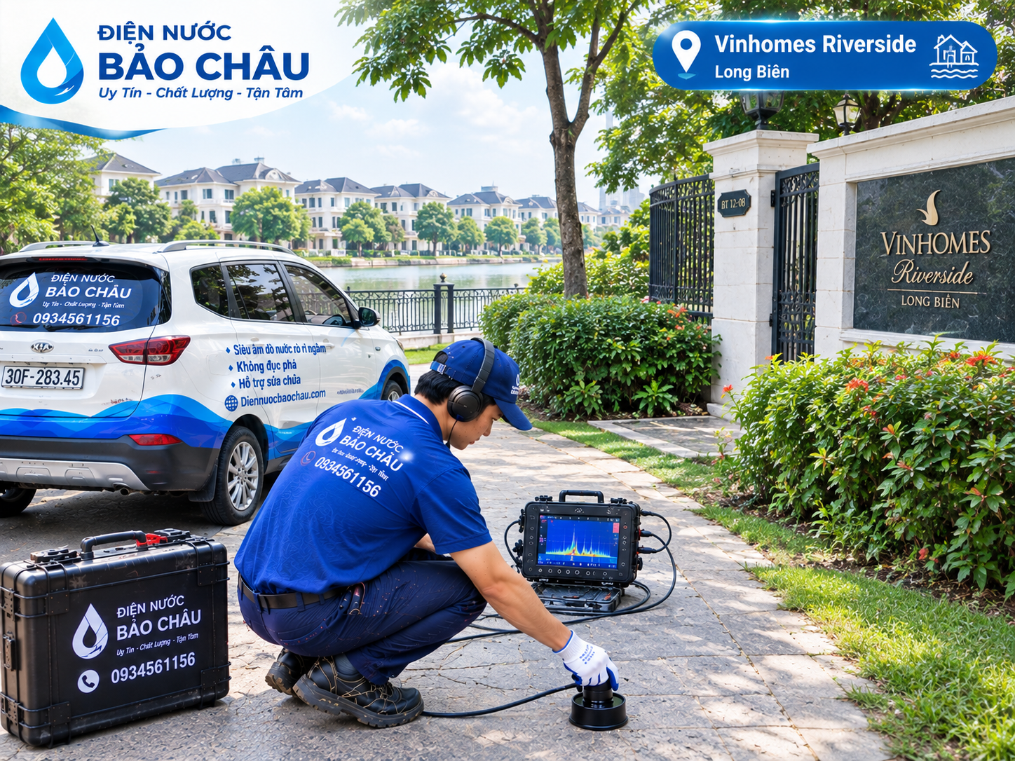 Siêu âm dò tìm ống nước rò âm nền tại Long Biên 