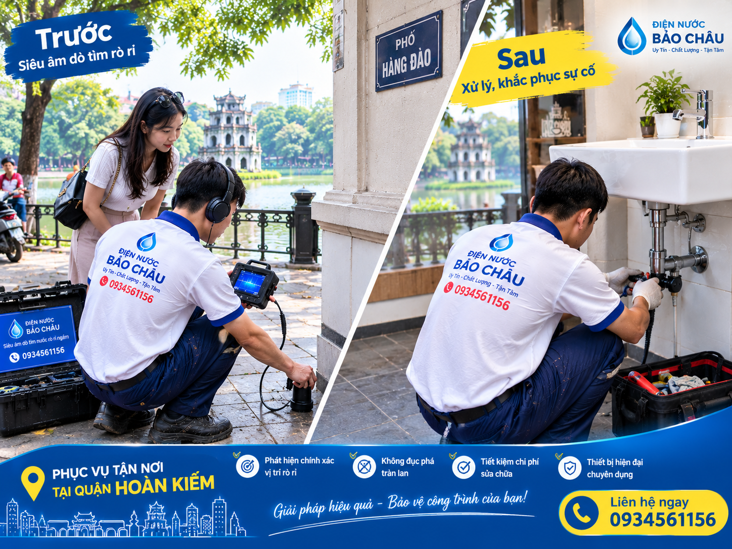 Dò tìm nước rò ngầm tại quận Hoàn Kiếm