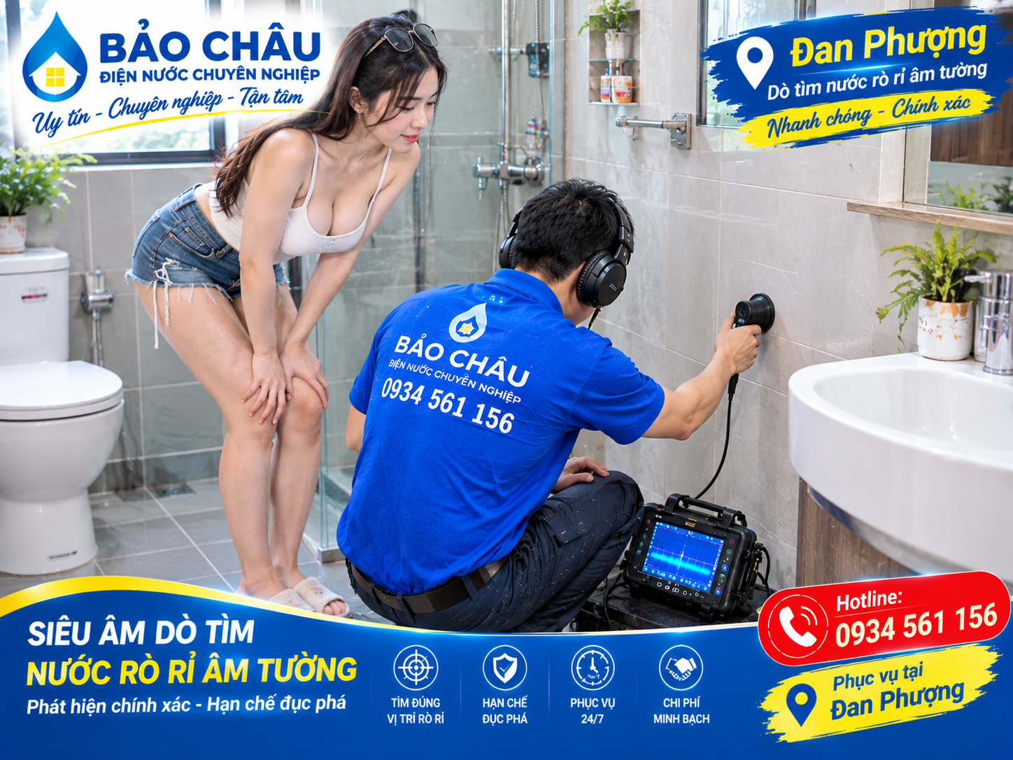Dò tìm đường ống nước rò rỉ âm nền tại Đan Phượng