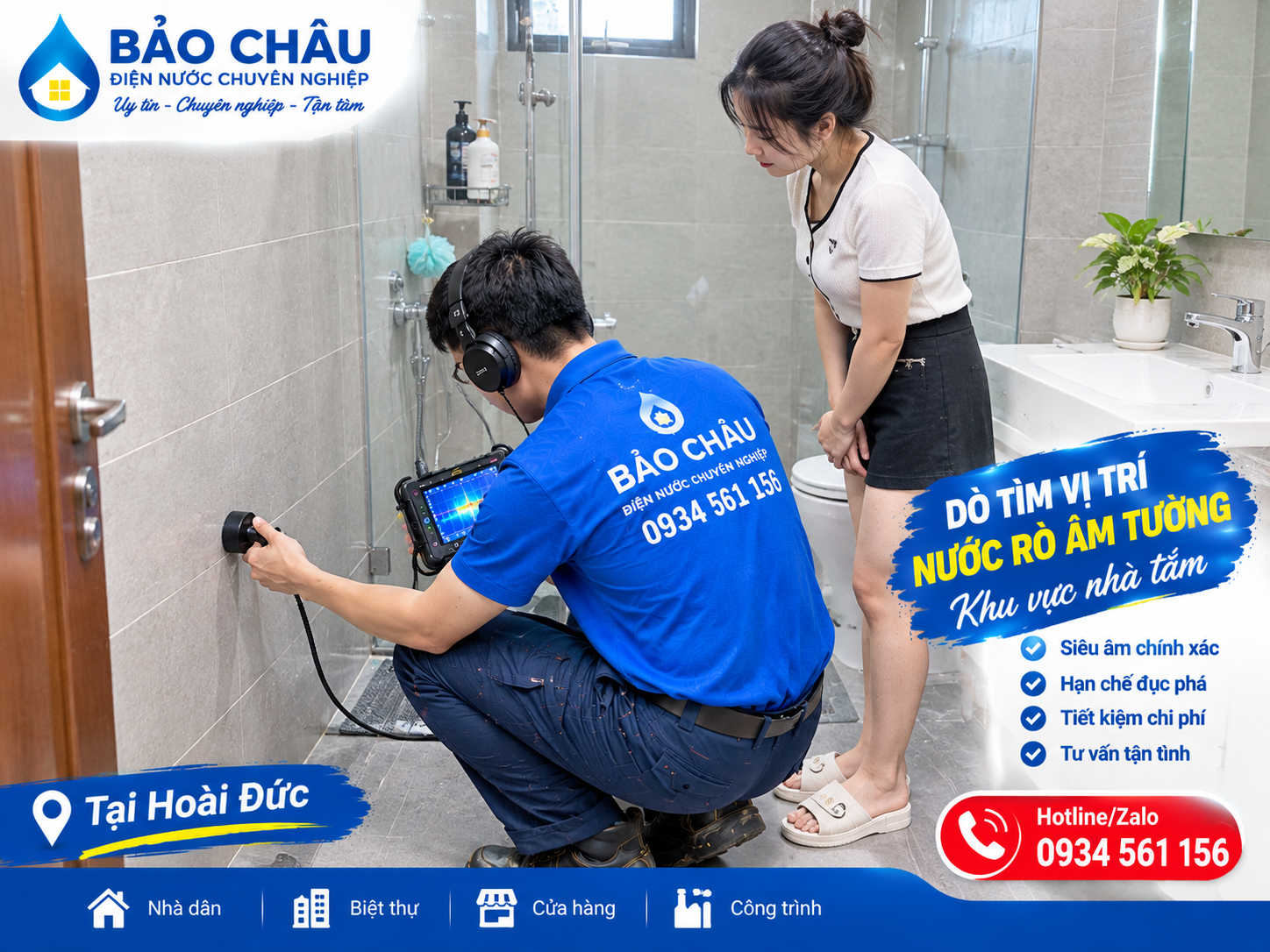 Dỏ nước sạch rò rỉ âm nền khu vực Hoài Đức