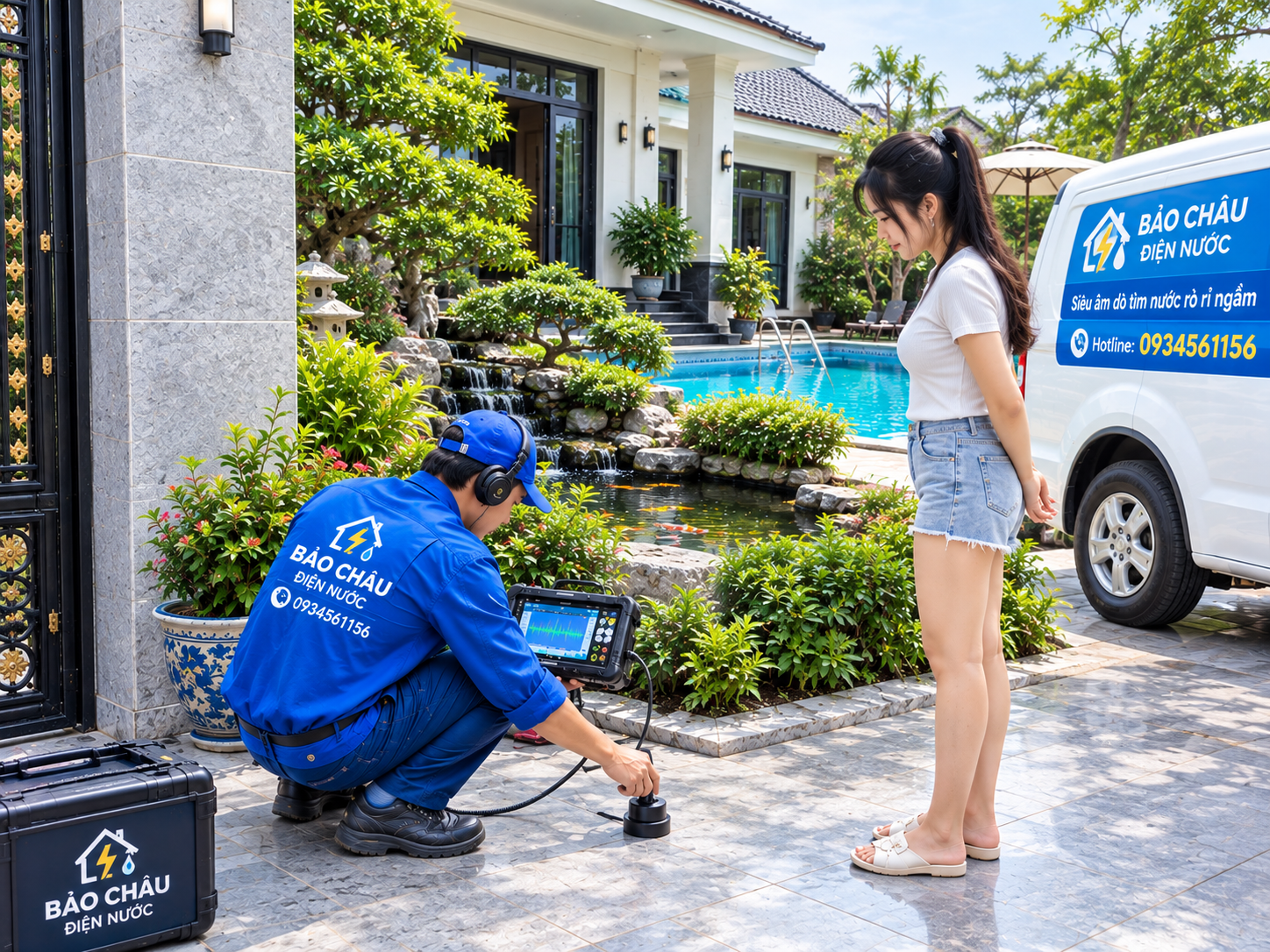 Dò tìm ống nước bục vỡ rò rỉ âm nền tại Kinh Môn 