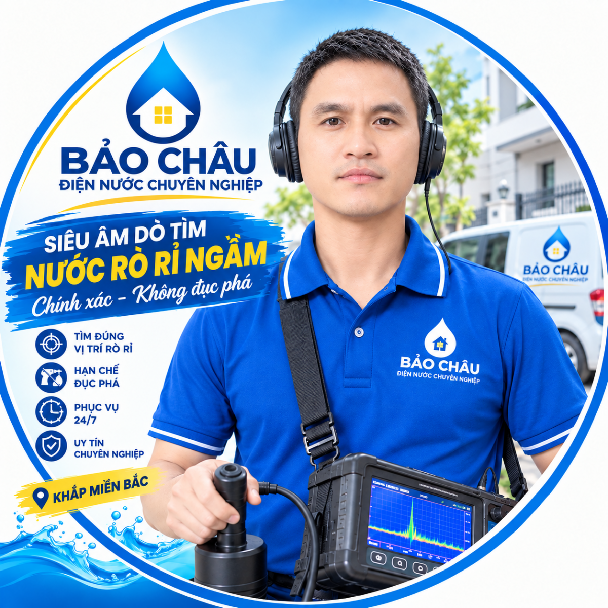 Dò tìm thất thoát nước sạch của công ty Bảo Châu