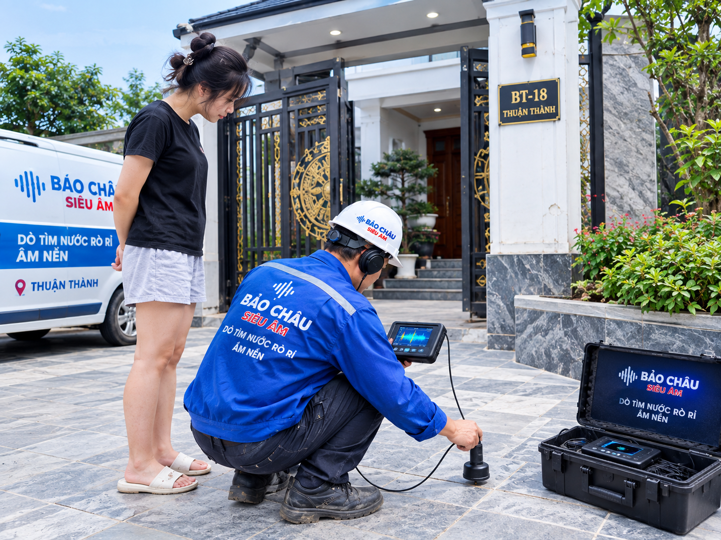 Siêu âm dò tìm nước rò ngầm tại Thuận Thành
