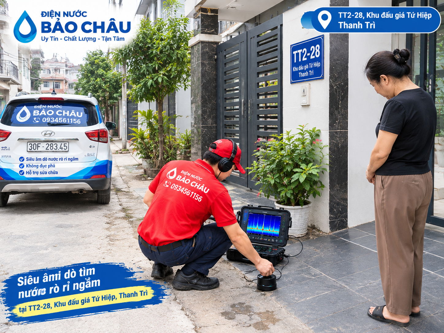 Dò tìm ống nước rò rỉ âm nền tại Thanh Trì