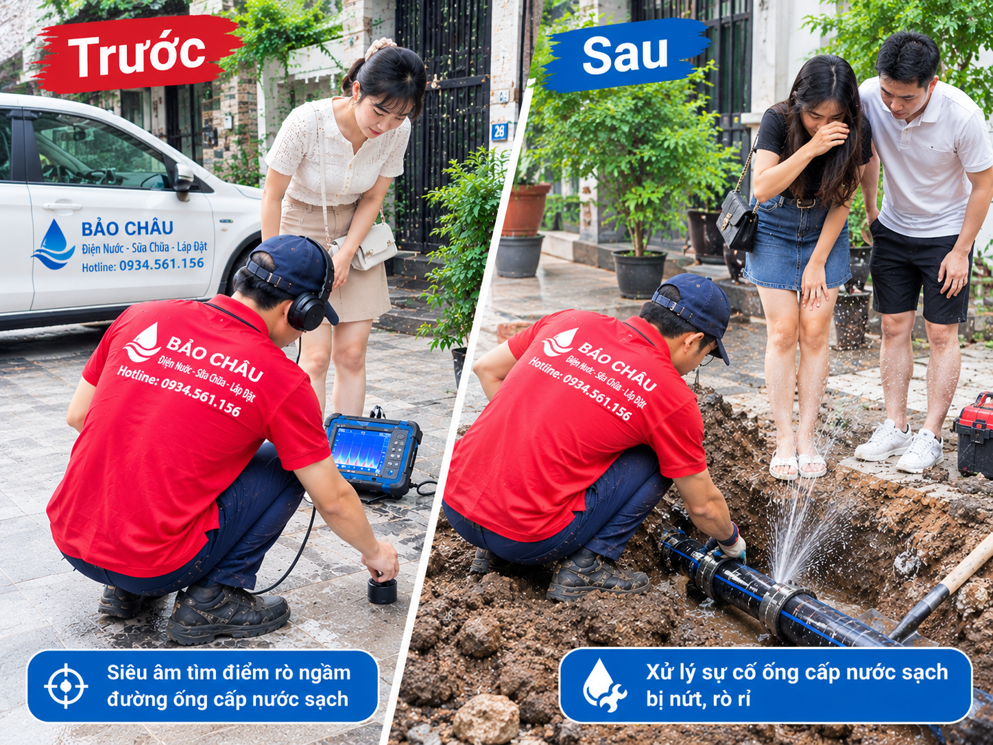 Dò Tìm Đường Ống Nước Rò Rỉ Ngầm Tại Hà Nội Bằng Máy Siêu Âm – Bảo Châu Tìm Đúng Điểm Rò, Hạn Chế Đục Phá