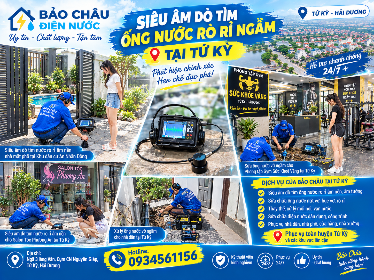 Siêu âm và xử lý ống nước ngầm tại Tứ Kỳ - Hải Dương