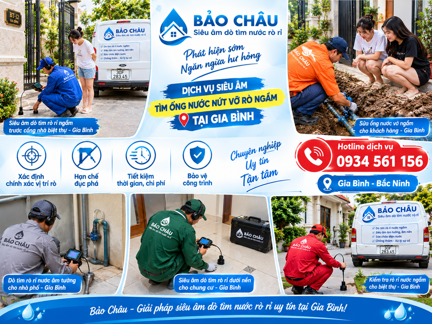 Siêu âm và sửa ống nước âm nền tại Gia Bình