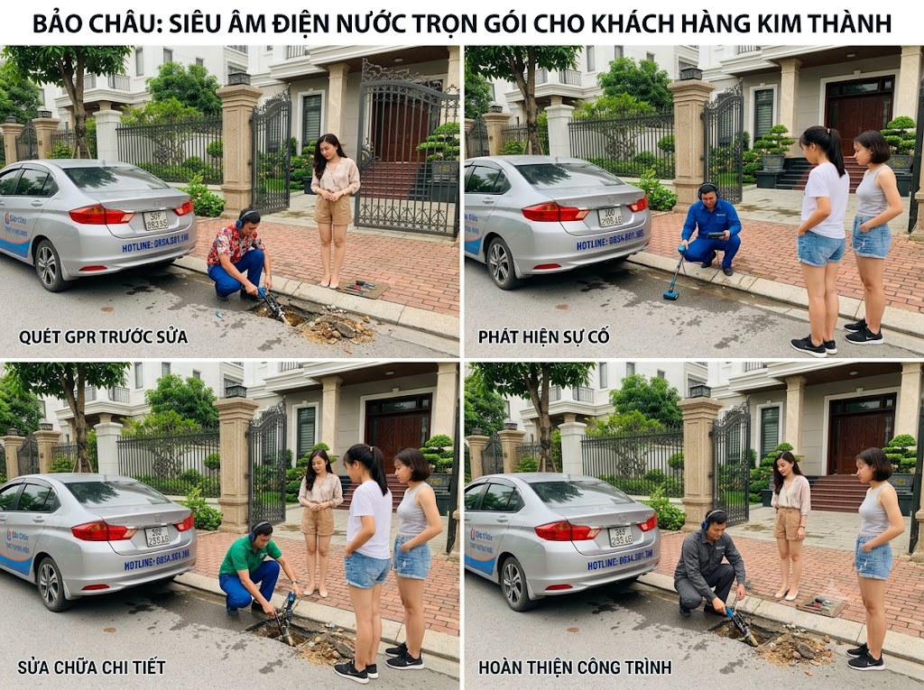 Siêu âm và sửa ống nước vỡ ngầm tại Kim Thành
