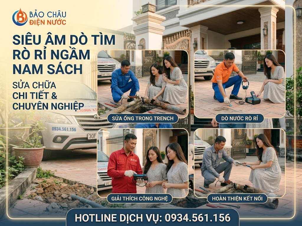 Siêu âm và sửa ống nước rò âm nền tại Nam Sách