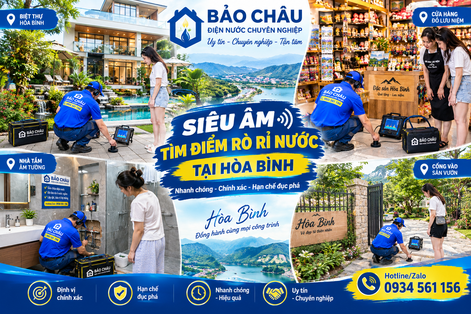 Siêu Âm Tìm Điểm Rò Rỉ Nước Âm Nền Tại Hoà Bình Cho Công Trình Đang Sử Dụng