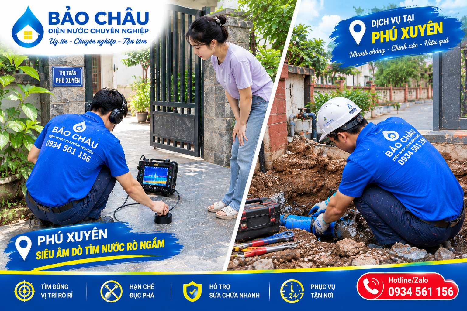 Siêu âm và xử lý ống nước rò rỉ âm nền tại Phú Xuyên