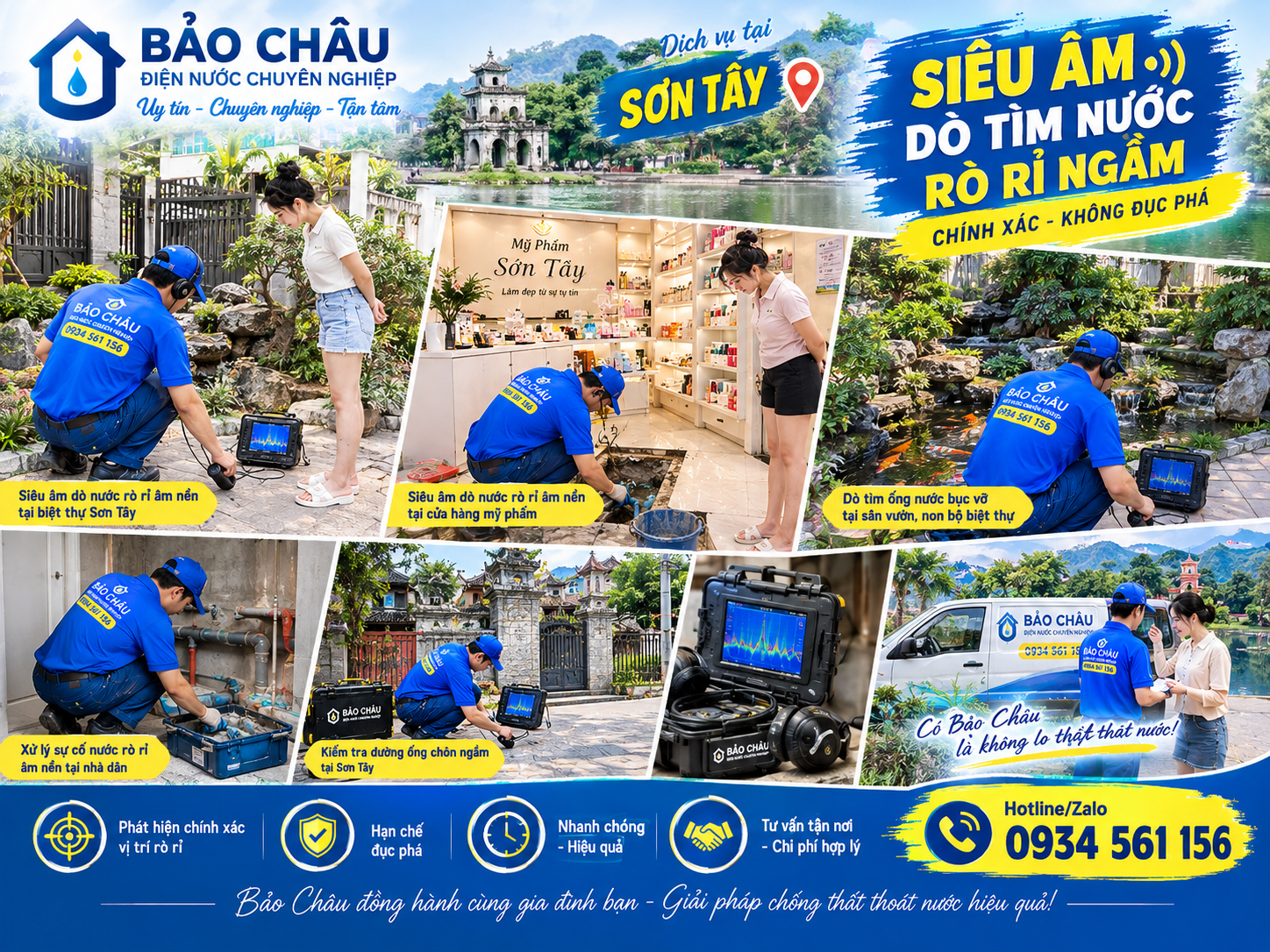 Siêu âm và xử lý sự cố ống nước rò rỉ âm nền tại Sơn Tây