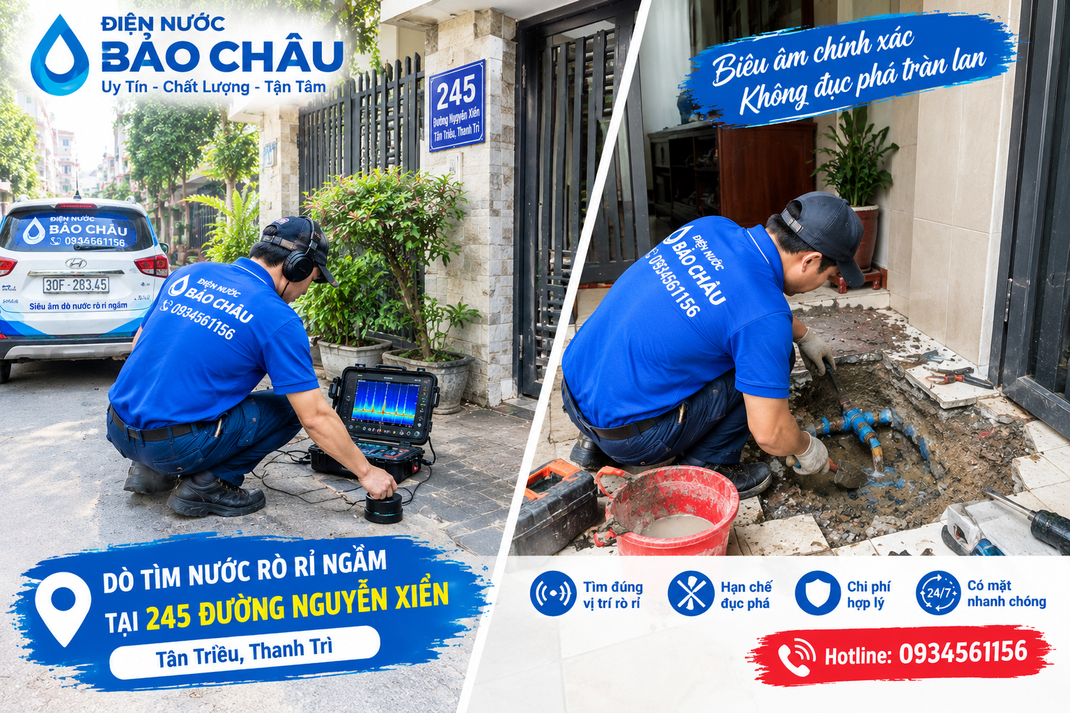 Siêu âm và xử lý sự cố nước rò rỉ âm nền tại Thanh Trì