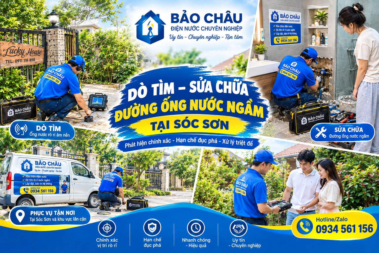 Siêu âm và xử lý nước rò rỉ ngầm tại Sóc Sơn