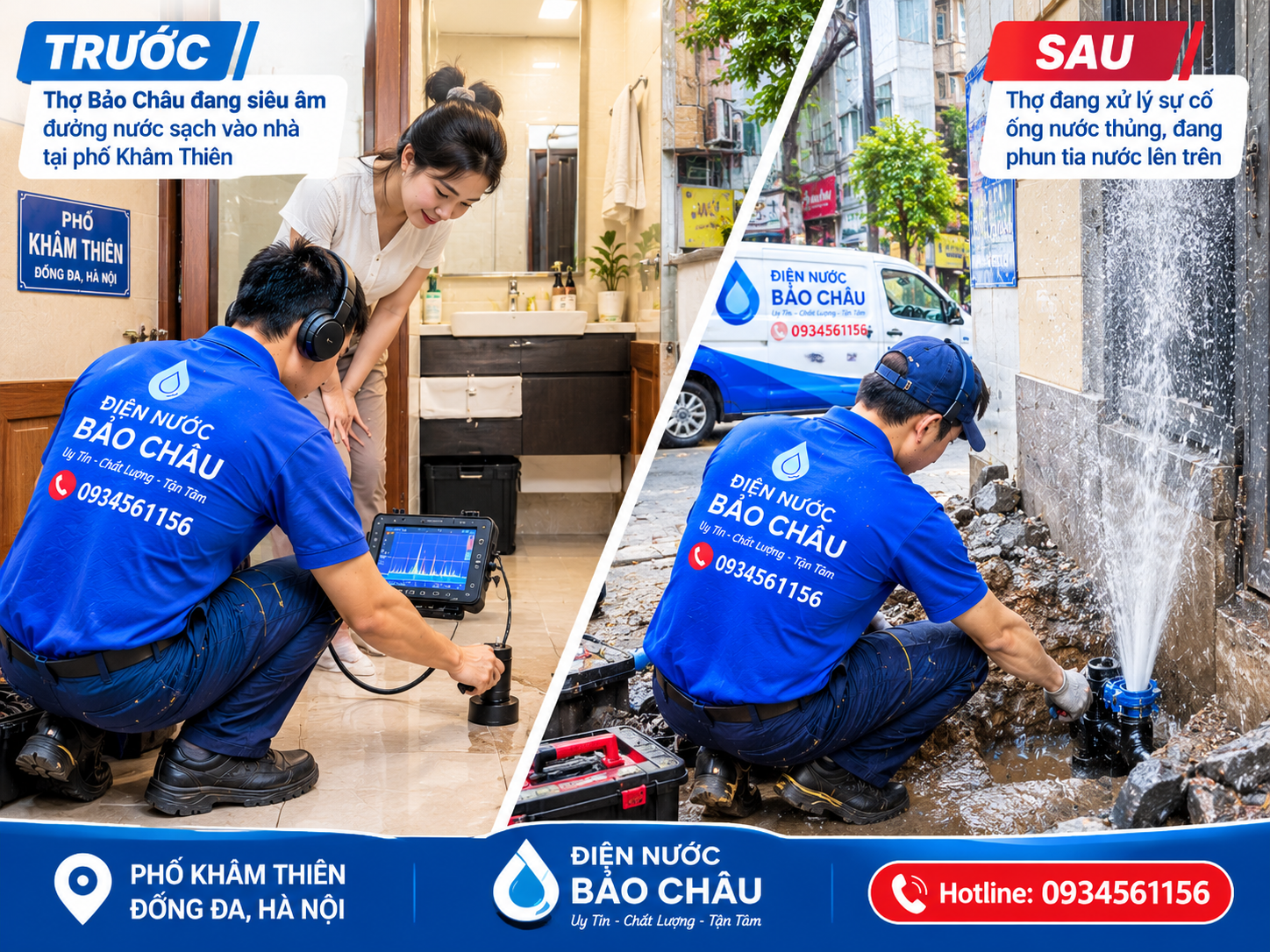 Siêu âm và xử lý sự cố nước rò rỉ âm nền tại Đống Đa