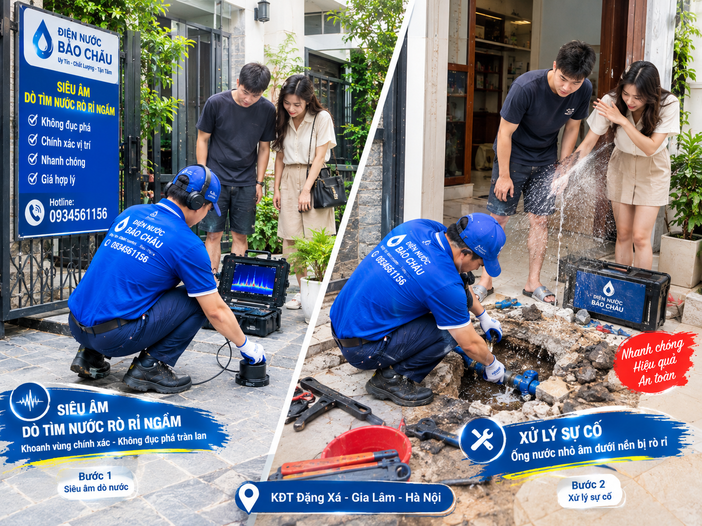 Siêu âm và xử lý nước rò ngầm tại Đông Anh