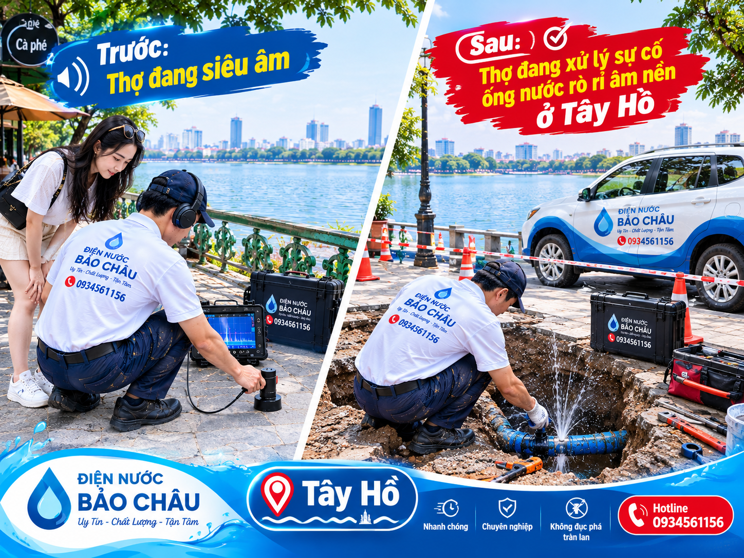 Siêu âm và xử lý sự cố nước rò rỉ âm nền tại quận Tây Hồ