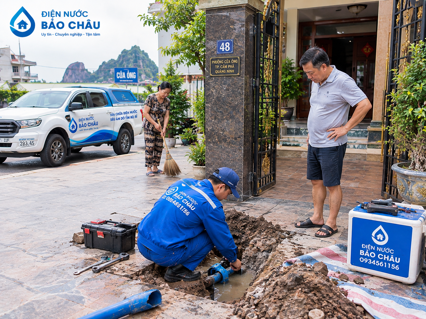 Sửa ống nước vỡ ngầm tại Quảng Ninh