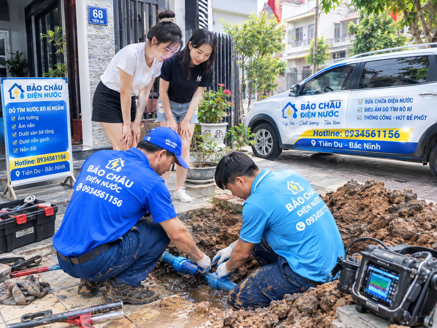 Sửa nước rò rỉ âm nền tại Tiên Du