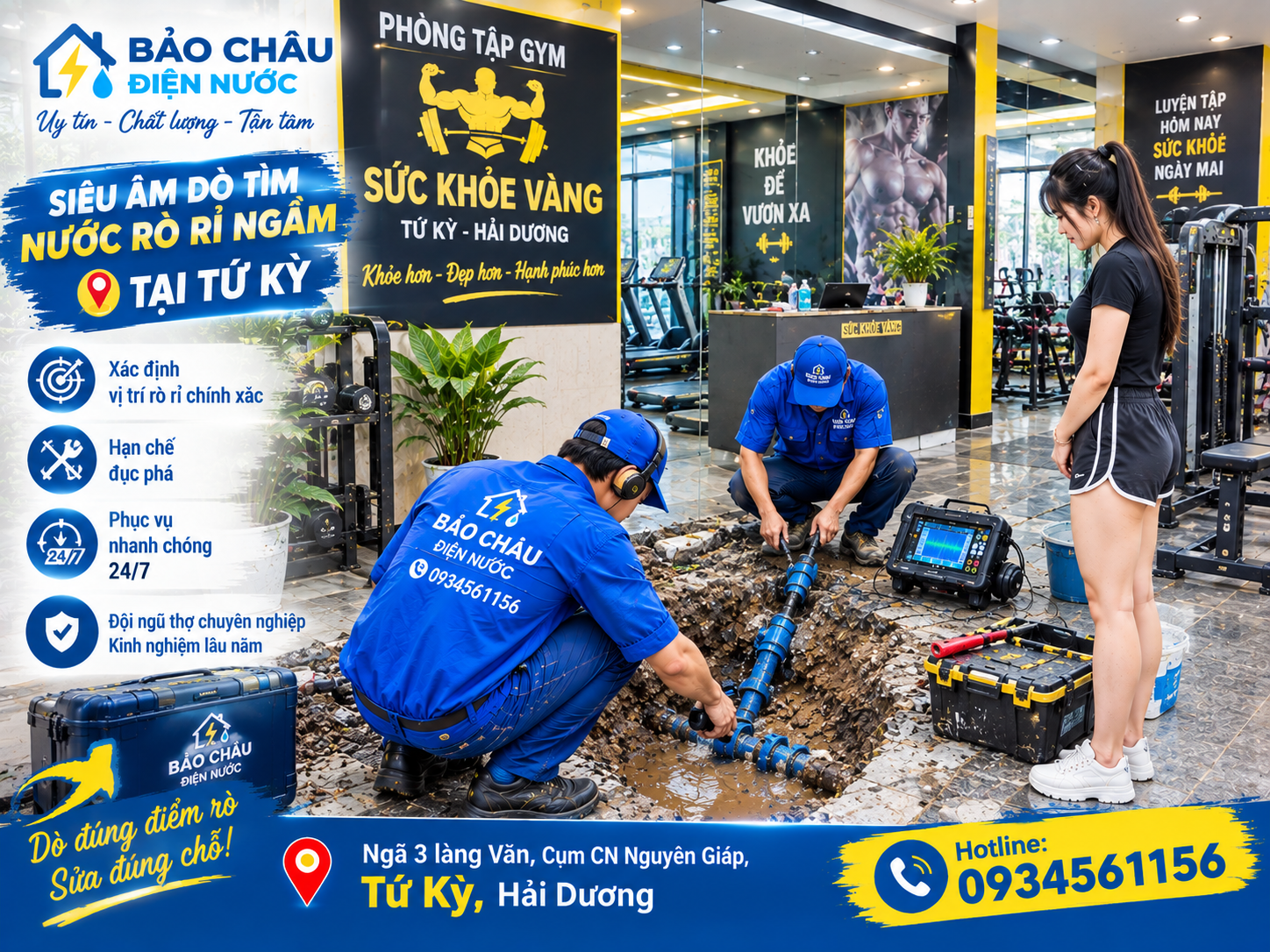 Sửa ống nước âm nền rò rỉ âm nền tại tứ Kỳ