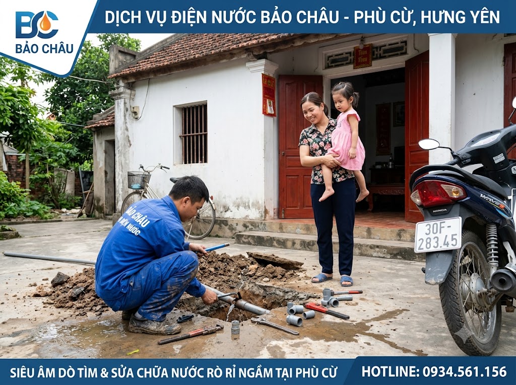 Sửa ống nước rò rrir âm nền tại Phù Cừ - Hưng Yên