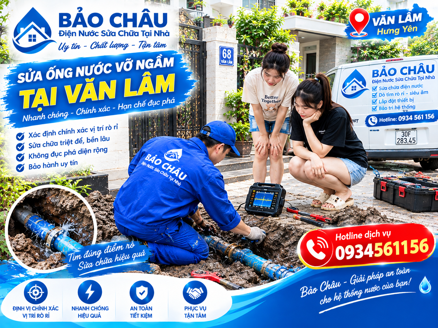Sửa ống nước võ ngầm tại Văn Lâm