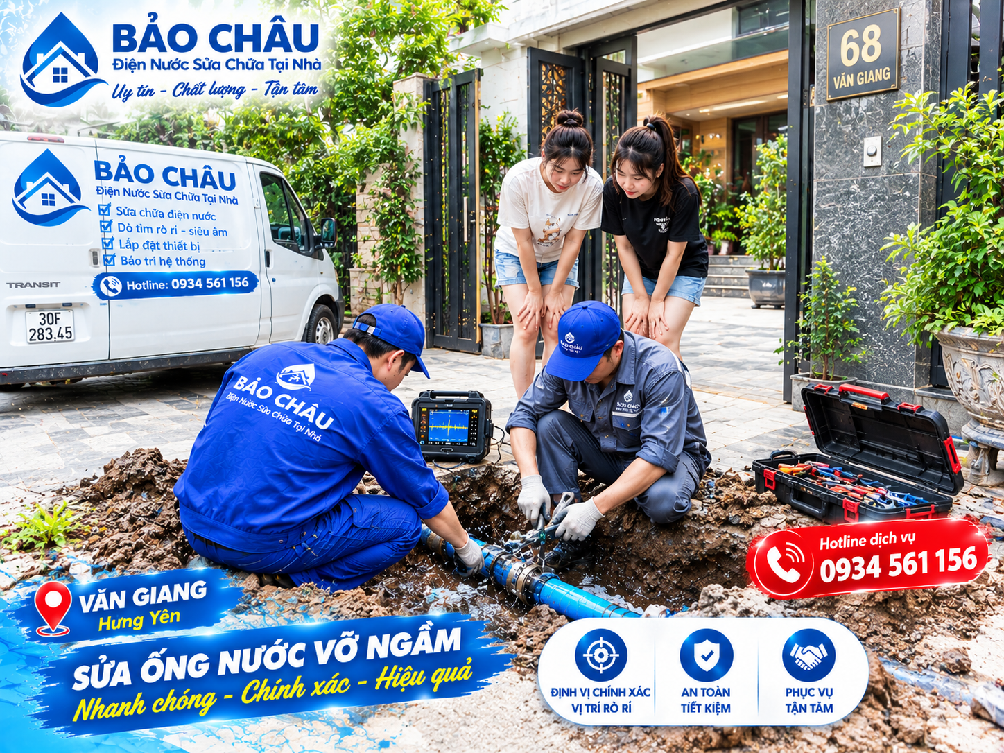 Sửa ống nước võ rò âm nền tại Văn Giang