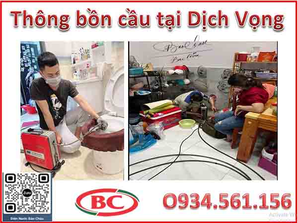 Thông tắc bồn cầu tại phường Dịch Vọng