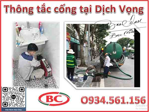 Thông tắc cống tại Dịch Vọng ZaLo thợ O934.561.156