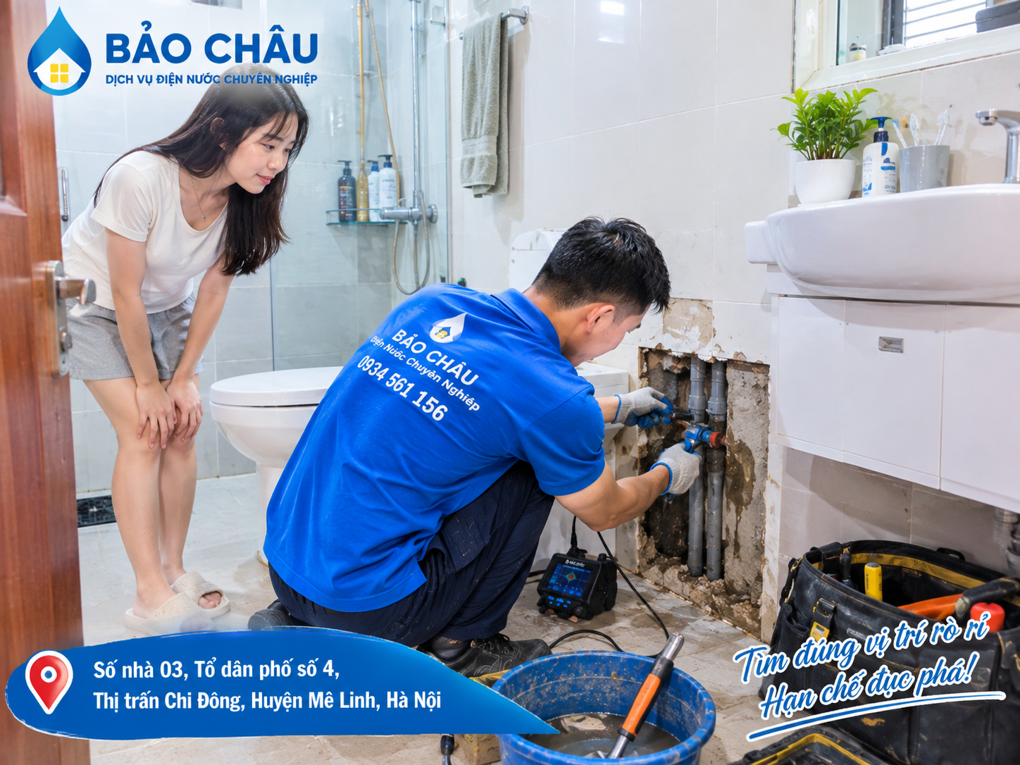 Cách Dò Tìm Đường Ống Nứt Vỡ - Nước Rò Rỉ Ngầm Tại Mê Linh